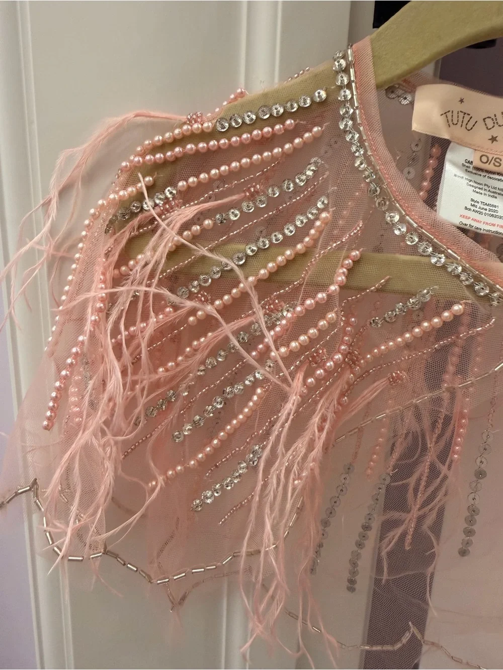 Tutu Du Monde Blush Pink Feathered Sequined Capelet